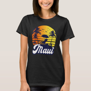 Maui Hawaii Hawaiian Sunset Beach Retro T-Shirt