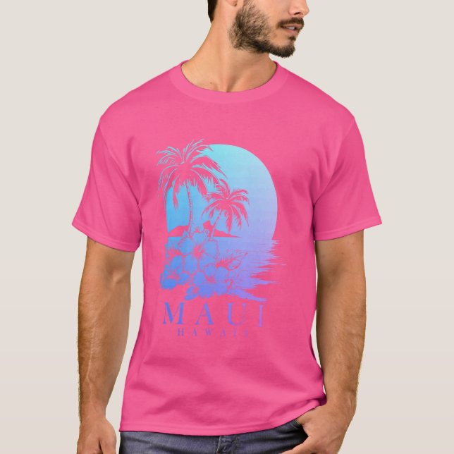 Maui Hawaii Hibiscus Hawaiian Flowers Souvenir Sur T-Shirt (Front)