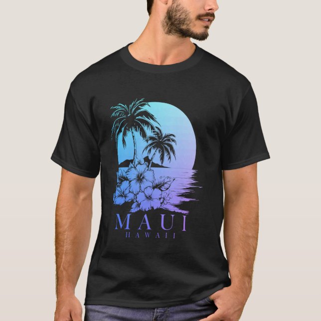 Maui Hawaii Hibiscus Hawaiian Flowers Souvenir Sur T-Shirt (Front)