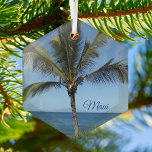 Maui Hawaii Island Photography Pretty Palm Tree Glass Tree Decoration<br><div class="desc">Beautiful bold blues behind a green palm tree for people who love Maui,  Hawaii. This ocean photography star shaped Christmas ornament is perfect for a Hawaiian beach house on this tropical island.</div>