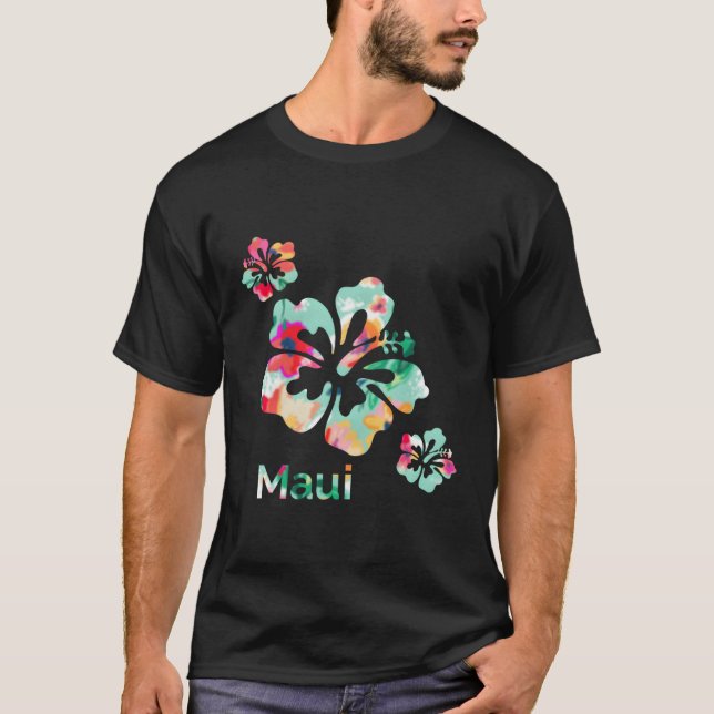 Maui Hawaii Islands Hawaiian Hibiscus Flowers Surf T-Shirt (Front)