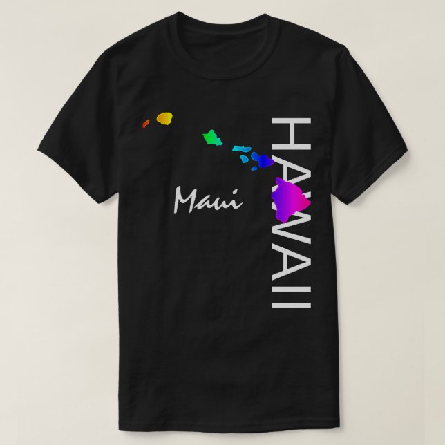 MAUI - HAWAII ISLANDS NEON RAINBOW T-Shirt (Design Front)