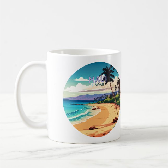 Maui Hawaii Kaanapali Beach Vintage Retro Coffee Mug (Left)