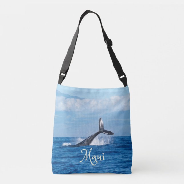 Maui Hawaii Ocean Whale Tail Crossbody Bag (Back)
