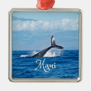 Maui Hawaii Ocean Whale Tail Metal Tree Decoration