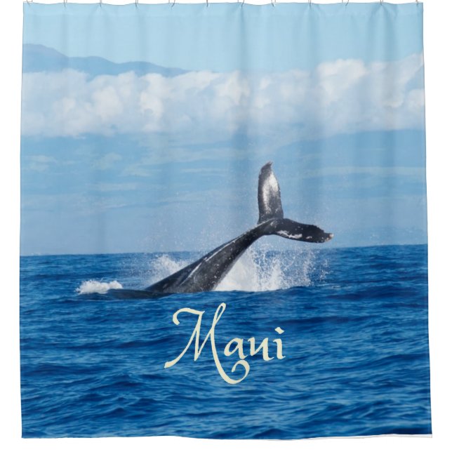Maui Hawaii Ocean Whale Tail Shower Curtain (Front)