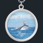 Maui Hawaii Ocean Whale Tail Silver Plated Necklace<br><div class="desc">Maui Hawaii Ocean Whale Tail
Whale diving with tail sticking out of the ocean water.  The beautiful island of Maui in the background.</div>