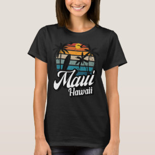 Maui Hawaii Palm Tree Surf Reunion Vacay Retro Bea T-Shirt