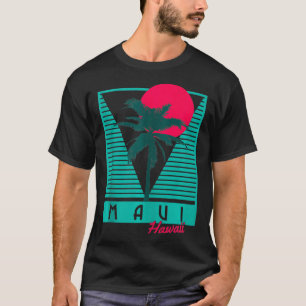 Maui Hawaii Palm Trees Surf Vintage Retro Hawaiian T-Shirt
