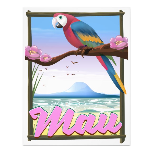 Maui Hawaii parrot tropical travel poster (Front)