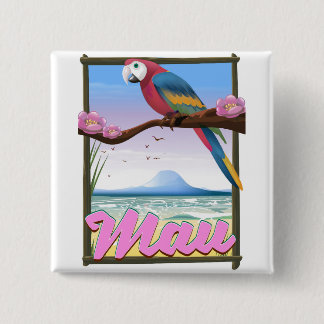 Maui Hawaii parrot tropical travel poster 15 Cm Square Badge