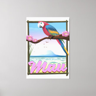 Maui Hawaii parrot tropical travel poster Canvas Print