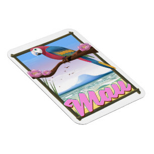 Maui Hawaii parrot tropical travel poster Magnet