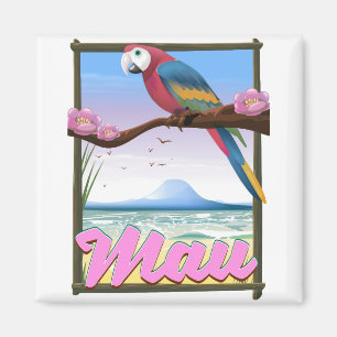 Maui Hawaii parrot tropical travel poster Magnet