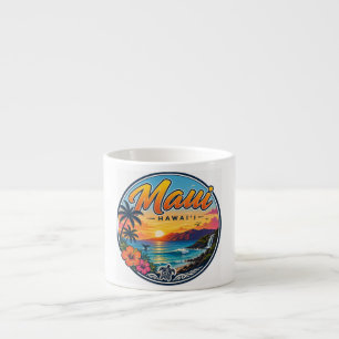 Maui Hawaii Retro Travel Logo Espresso Cup