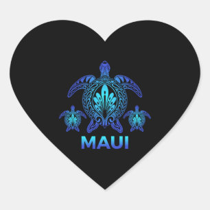 Maui Hawaii Sea Turtle Hawaiian Aloha Beach Heart Sticker