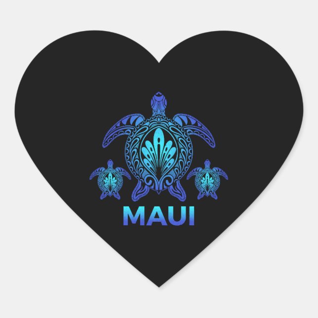 Maui Hawaii Sea Turtle Hawaiian Aloha Beach Heart Sticker (Front)
