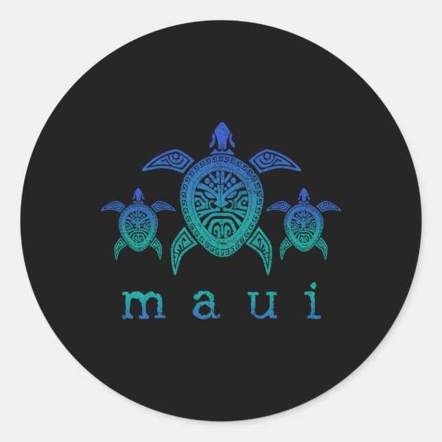 Maui Hawaii Sea Turtles Hawaiian Scuba Diving Classic Round Sticker (Front)