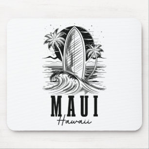 Maui Hawaii Surfer Vintage Surf Board Surfing Hawa Mouse Mat