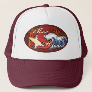 Maui Hawaii surfer waves art brown beach scene hat