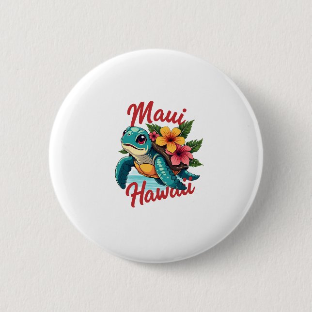 Maui Hawaii T Shirt Girl Women Kids Sea Turtle Haw 6 Cm Round Badge (Front)