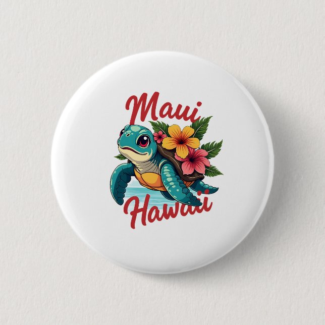 Maui Hawaii T Shirt Girl Women Kids Sea Turtle Haw 6 Cm Round Badge (Front)
