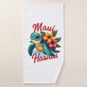 Maui Hawaii T Shirt Girl Women Kids Sea Turtle Haw Bath Towel