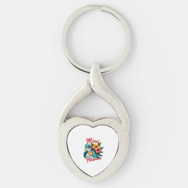 Maui Hawaii T Shirt Girl Women Kids Sea Turtle Haw Key Ring (Front)
