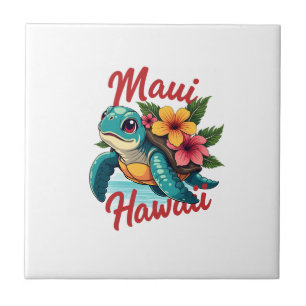 Maui Hawaii T Shirt Girl Women Kids Sea Turtle Haw Tile