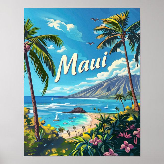 Maui Hawaii Travel Poster Art Print Poster (Front)