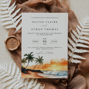 Maui Hawaii Tropical Beach Destination Wedding Invitation