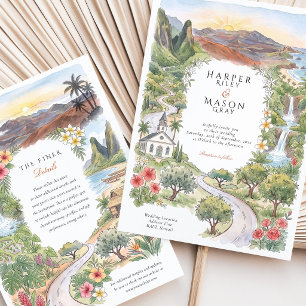 Maui Hawaii Tropical Beach Plumeria Wedding Invitation