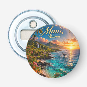 Maui Hawaii Tropical Coastline Travel Poster Bottle Opener