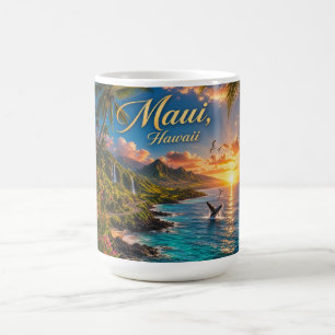Maui Hawaii Tropical Coastline Travel Poster Coffee Mug