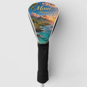 Maui Hawaii Tropical Coastline Travel Poster Golf Head Cover