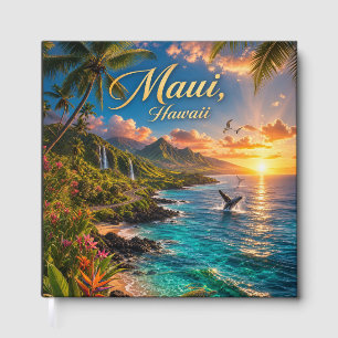 Maui Hawaii Tropical Coastline Travel Poster Guest Book