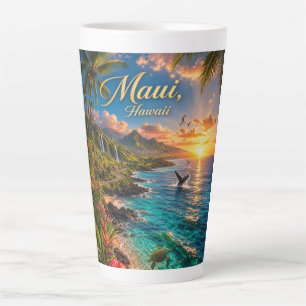Maui Hawaii Tropical Coastline Travel Poster Latte Mug