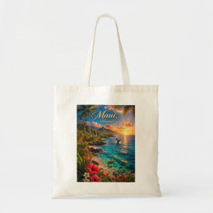 Maui Hawaii Tropical Coastline Travel Poster Tote Bag