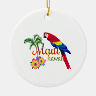 Maui Hawaii Tropical Island Parrot Ceramic Tree Decoration
