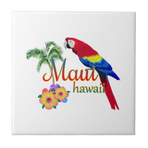 Maui Hawaii Tropical Island Parrot Tile