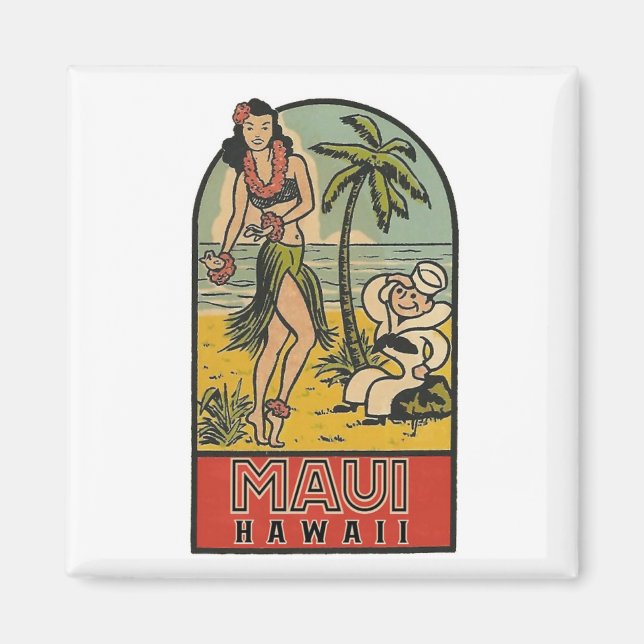 Maui,  Hawaii * Vintage Travel *  Magnet (Front)