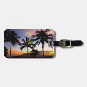 Maui Hawaiian Sunset Palm Trees Luggage Tag