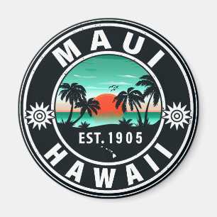 Maui Island Hawaii Retro Sunset Souvenirs 60s Magnet