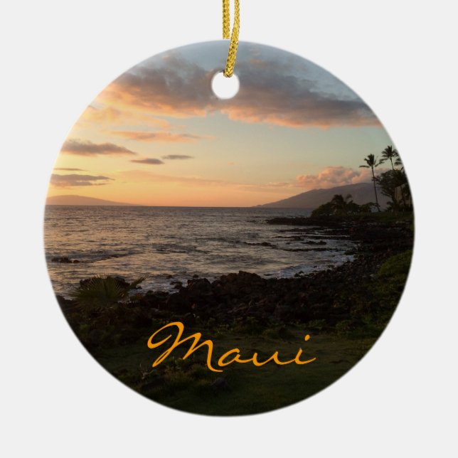Maui Island Sunset Ornament (Front)