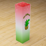 Maui Kalikimaka Pun Hawaiian Christmas Pineapple Wine Box<br><div class="desc">Hawaiian-themed Christmas image—a little pineapple with sunglasses  on a red-white-green gradient background,  with the words Maui Kalikimaka,  a pun on the Hawaiian phrase Mele Kalikimaka (Hawaiian for Merry Christmas).  Contact Holiday Patterns And Paintings for special requests.  © Copyright 2019 P.D.,  Holiday Patterns And Paintings.  All rights reserved.</div>