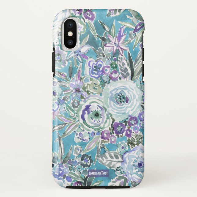 MAUI MINDSET Mystic Violet Aqua Floral Case-Mate iPhone Case (Back)
