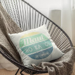 Maui No Ka Oi Vintage Typography Cushion<br><div class="desc">"Maui No Ka 'Oi" means "Maui is the Best" in Hawaiian. Show your Valley Isle pride with our retro typography throw pillow. White pillow features "Maui No Ka Oi" in vintage distressed typography on a gradient circle in tropical shades of yellow, turquoise and blue with a grouping of hibiscus flowers....</div>