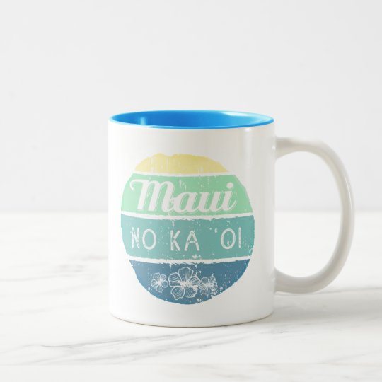 Maui No Ka Oi Vintage Typography Two-Tone Coffee Mug