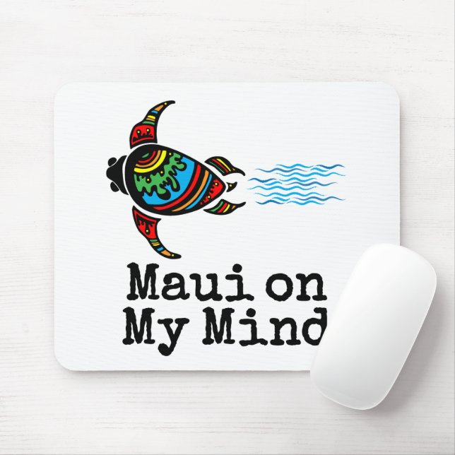 Maui on My Mind Swimming Sea Turtle Mouse Mat (With Mouse)