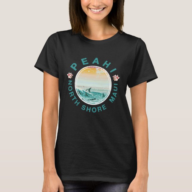 Maui Peahi Surfing Hawaiian Retro T-Shirt (Front)